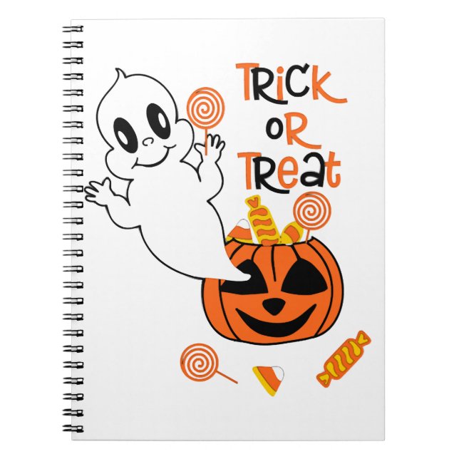 Cuaderno Fantasma lindo con dulces de Halloween (Frente)