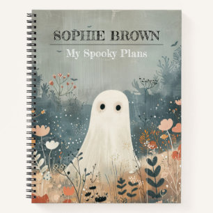 Cuaderno Fantasma lindo con flores Halloween sincera