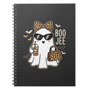 Cuaderno Fantasma Lindo Diseño de Leopardo de Halloween Boo