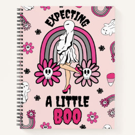 Cuaderno Fantasma preñada de Halloween con rosa arcoiris