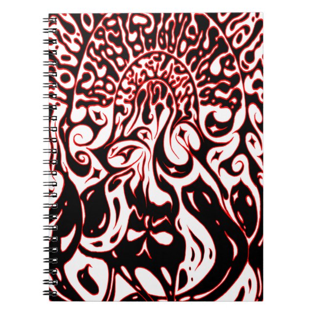 Cuaderno Fantasma psicodélico - Blanco negro y rojo (Frente)