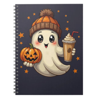Cuaderno Fantasma suave con calabaza y bloc de notas en esp