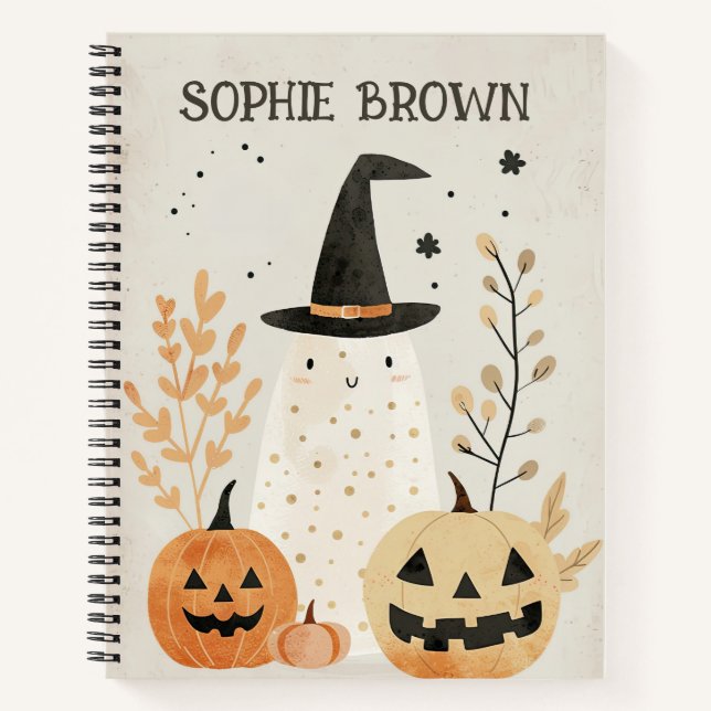 Cuaderno Fantasma suave y espeluznante con Halloween de cal (Anverso)