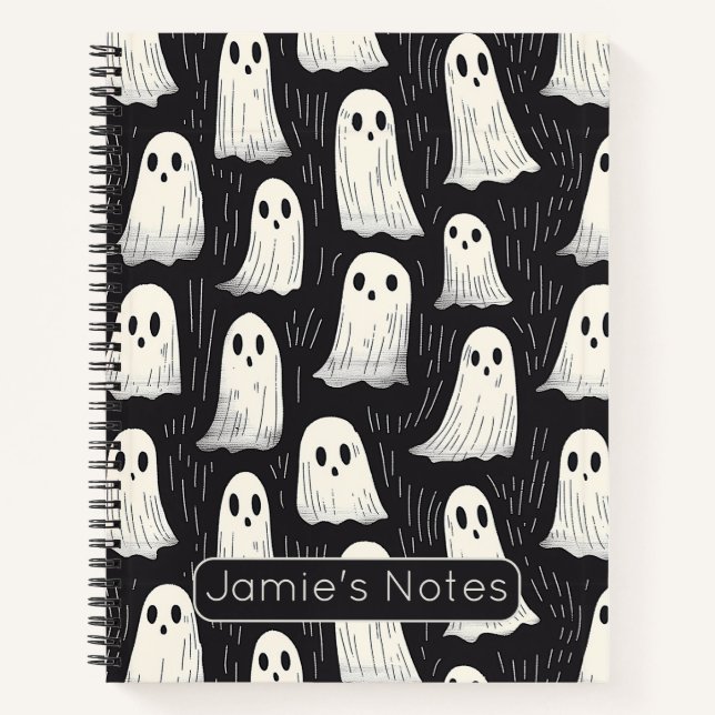 Cuaderno Fantasmas adorables Personalizado de Halloween bla (Anverso)