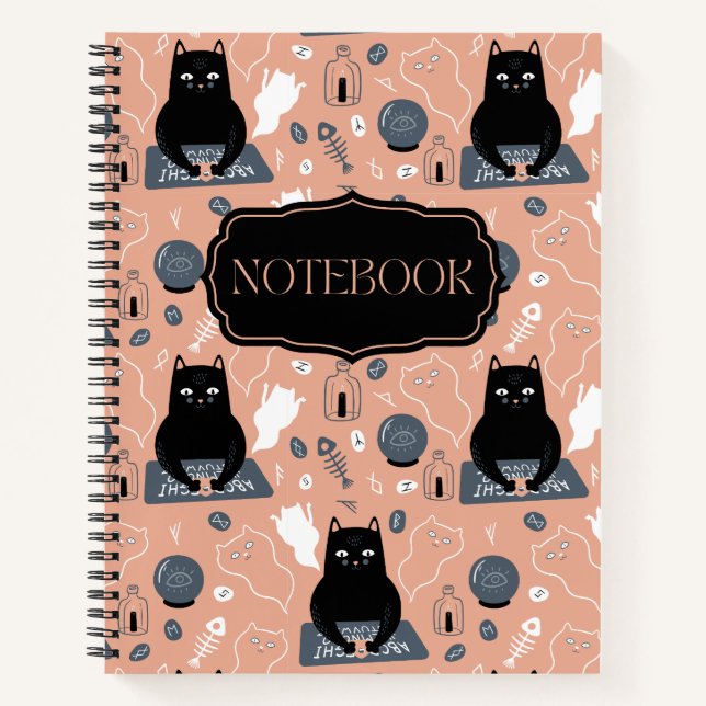 Cuaderno Fantasmas de gatos espeluznantes de Halloween (Anverso)