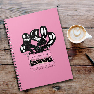Cuaderno Fantasmas en una máquina de escribir rosa