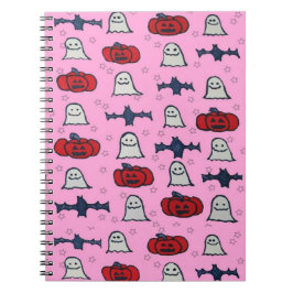 Cuaderno Fantasmas rosados de Halloween, murciélagos y Jack