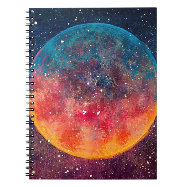 Cuaderno Fantástica pintura al óleo hermoso gran planeta lu (Frente)