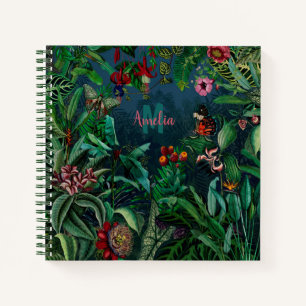 Cuaderno Fantástico Monograma de la selva tropical nocturna