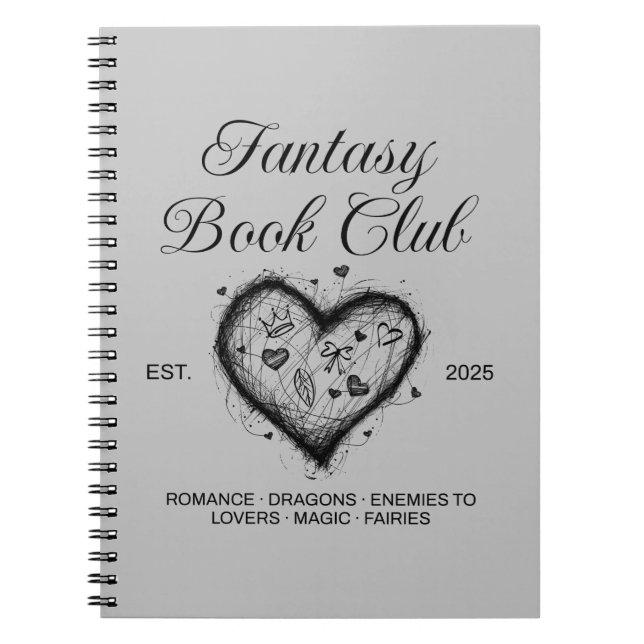 Cuaderno Fantasy Book Club Typography & Heart doodle sketch (Frente)