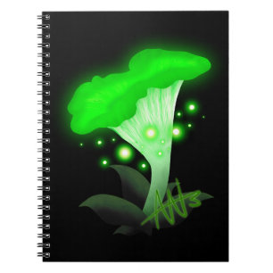 Cuaderno Fantasy Chanterelle Gslow Green Mushroom