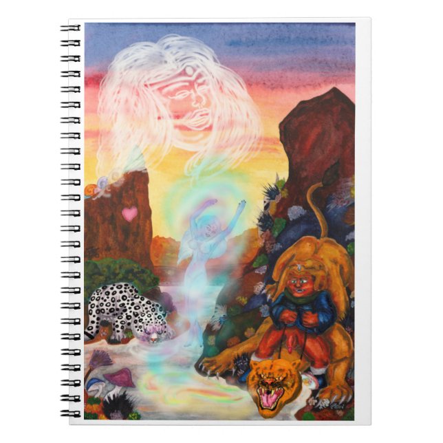 Cuaderno Fantasy Eros León Princesa Diosa de Nieve Leopardo (Frente)
