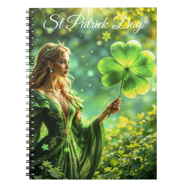 Cuaderno Fantasy fairy St Patrick Day arte folclórico irlan (Frente)