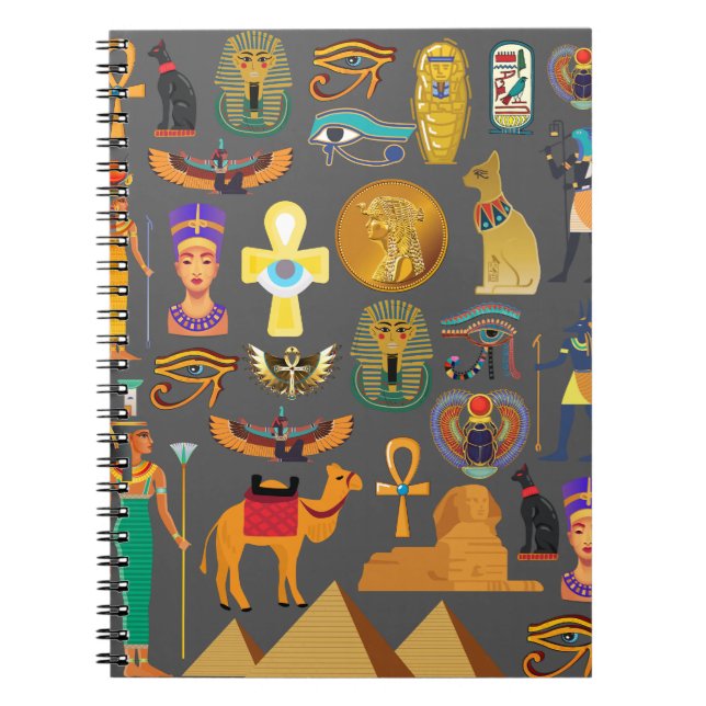 Cuaderno Faraón de patrón de símbolo jeroglífico egipcio (Frente)