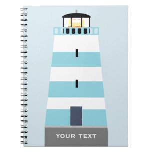 Cuaderno Faro azul y blanco alto personalizado