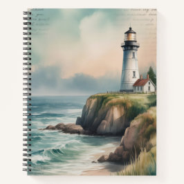 CUADERNO FARO DE ACRUARELA PASTEL EN ACANTILADO MARINO