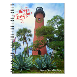 Cuaderno Faro de entrada de ferry Christmas Jupiter Florida