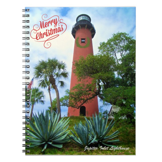 Cuaderno Faro de entrada de ferry Christmas Jupiter Florida (Frente)