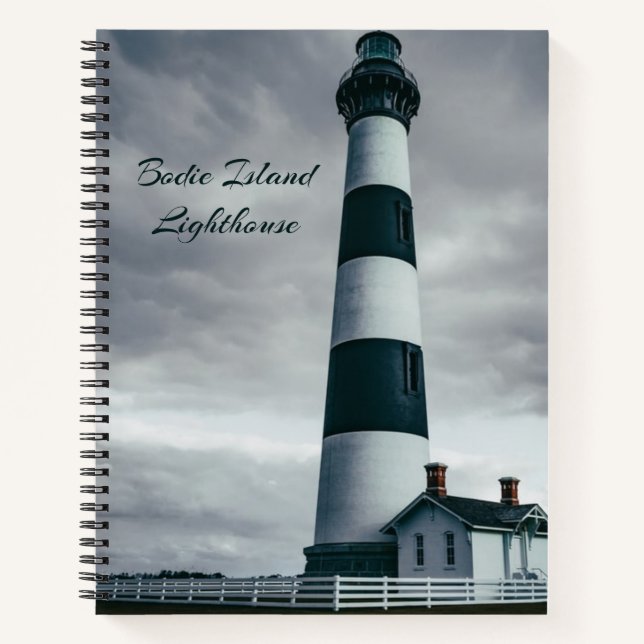 Cuaderno Faro de la isla Bodie en blanco y negro (Anverso)