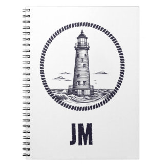 Cuaderno Faro en el mar en forma de cuerda redonda