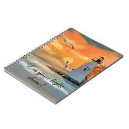 Cuaderno Faro Gaviota Atardecer Personalizado