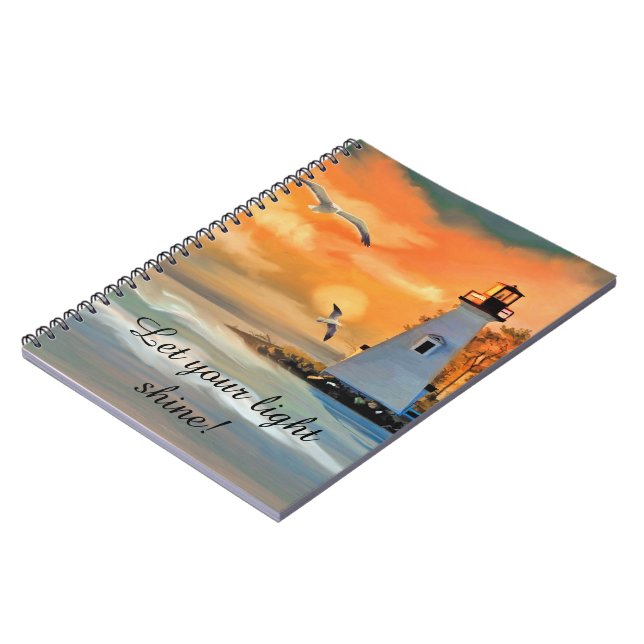 Cuaderno Faro Gaviota Atardecer Personalizado (Lado Izquierdo)