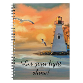 Cuaderno Faro Gaviota Atardecer Personalizado