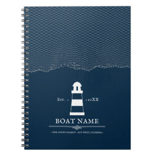 Cuaderno Faro personalizado Bote Azul Náutico