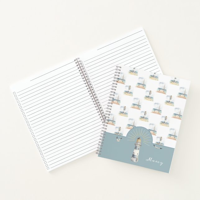 Cuaderno Faro y playa de ensueño en barco de vela (Interior)