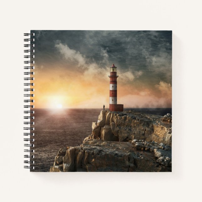 Cuaderno Faros | Faro rojo y blanco (Anverso)