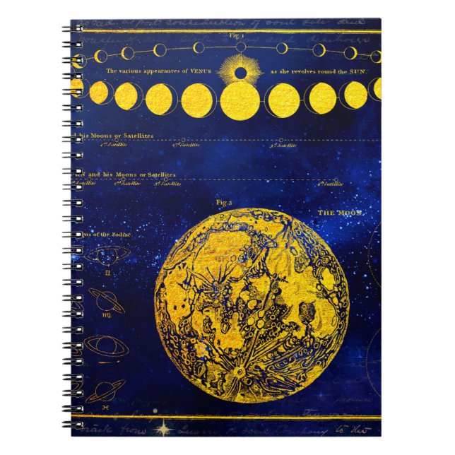 Cuaderno Fases antiguas de la Luna Saturno Júpiter Venus (Frente)