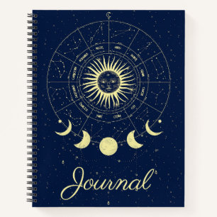 Cuaderno Fases celestes de la luna de sol Zodiac Journal