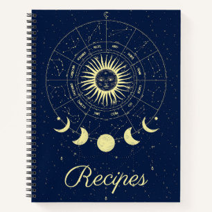 Cuaderno Fases celestes de luna de sol receta de zodiaco