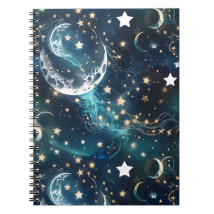 Cuaderno – Fases de la Luna Celestiales Azul Hielo