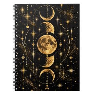 Cuaderno Fases de la Luna Celestiales en Oro