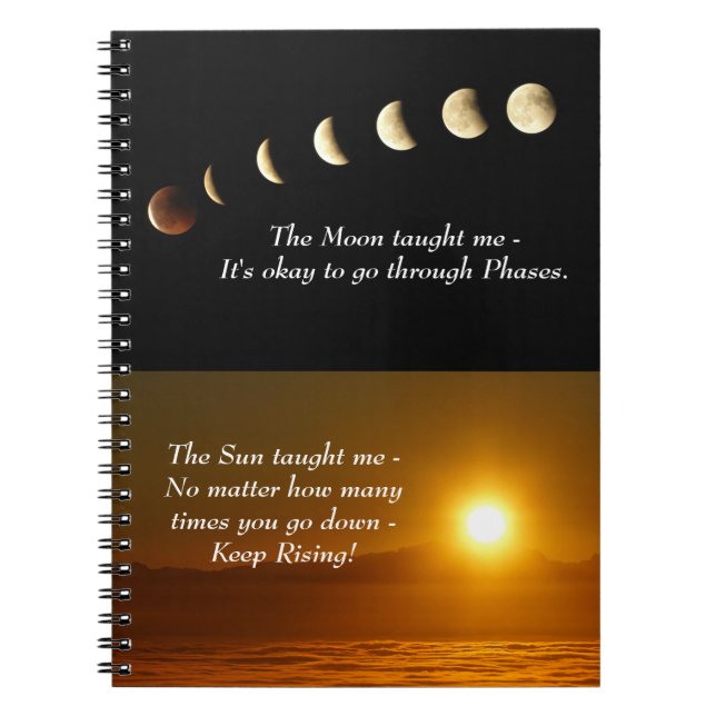 Cuaderno Fases de la Luna Cita Inspiradora de Amanecer (Frente)