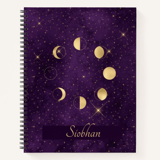Cuaderno Fases Gold Moon Stars Personalizado Sketch (Anverso)