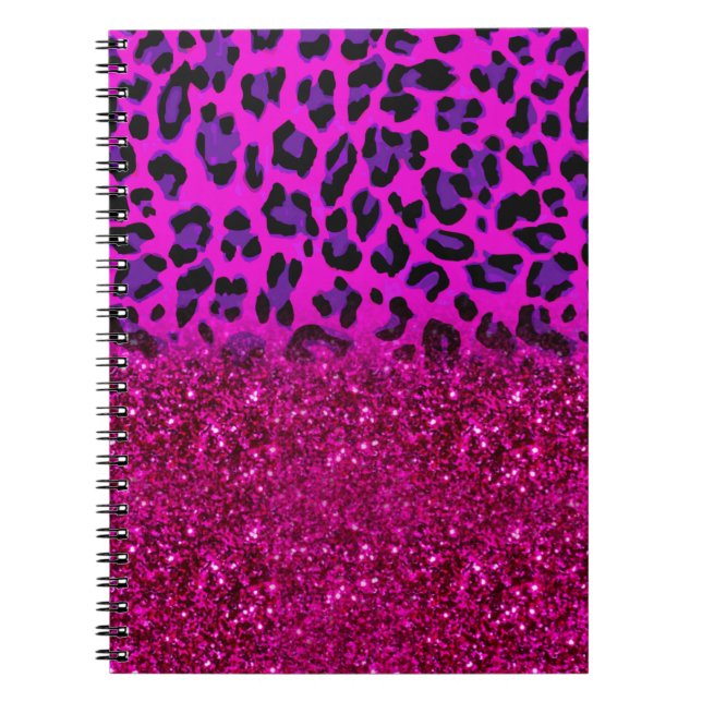 Cuaderno Fashion Modern Pink Purple Glitter Leopard (Frente)