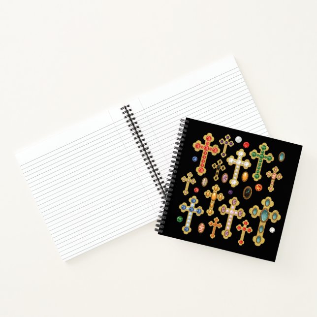 Cuaderno Faux Birthstone cruza y suelta joyas en negro (Interior)