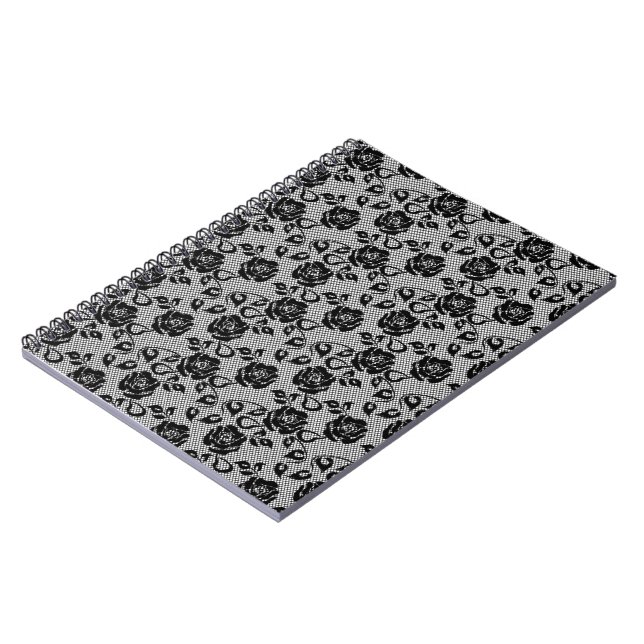 Cuaderno Faux Black Lace Rosas Fishnet Noteantic (Lado Izquierdo)