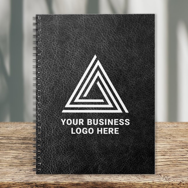 Cuaderno Faux Black Leather Modern Business Logo (Subido por el creador)