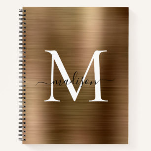 Cuaderno Faux Gold Black Monogram Script Brushed Relieve me