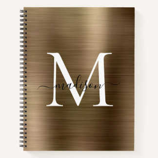 Cuaderno Faux Gold Black Monogram Script Brushed Relieve me