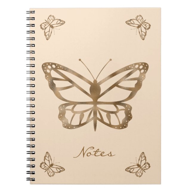 Cuaderno Faux Golden Yellow Relieve metalizado Look Butterf (Frente)