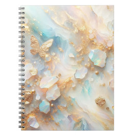Cuaderno Faux Holographic Opal Moonstone Gold Butfly