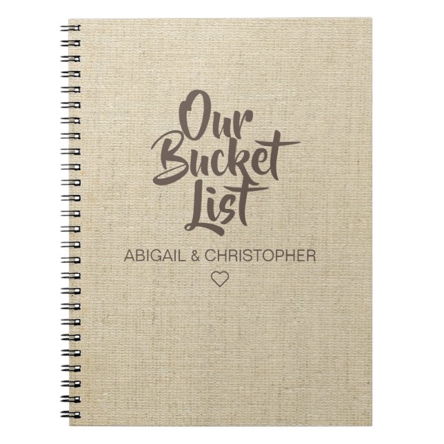 Cuaderno Faux Linen Our Bucket List Pareja Keepsake Journal (Frente)