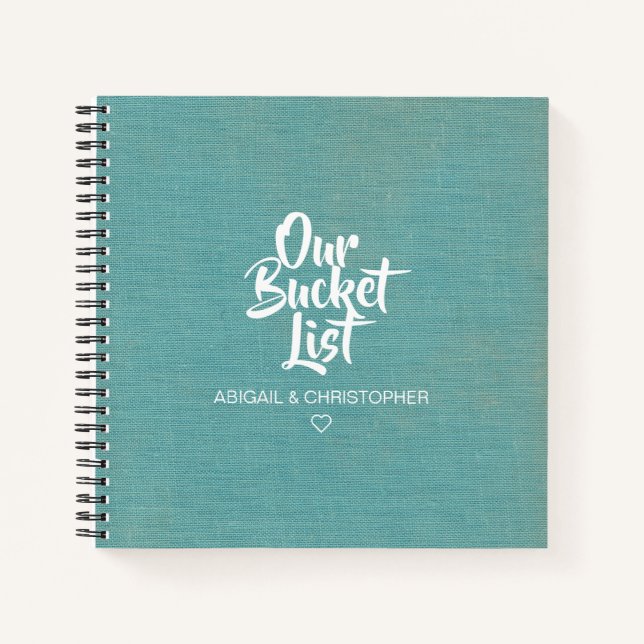 Cuaderno Faux Linen Our Bucket List Pareja Keepsake Journal (Anverso)