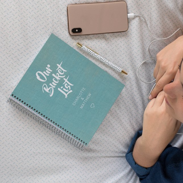 Cuaderno Faux Linen Our Bucket List Pareja Keepsake Journal (Subido por el creador)