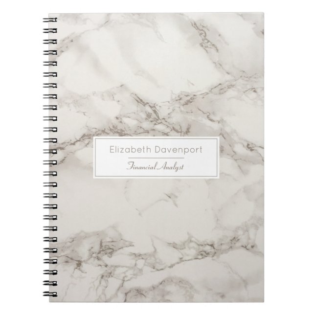 Cuaderno Faux Marble Alabaster Taupe Tan moderno Personaliz (Frente)