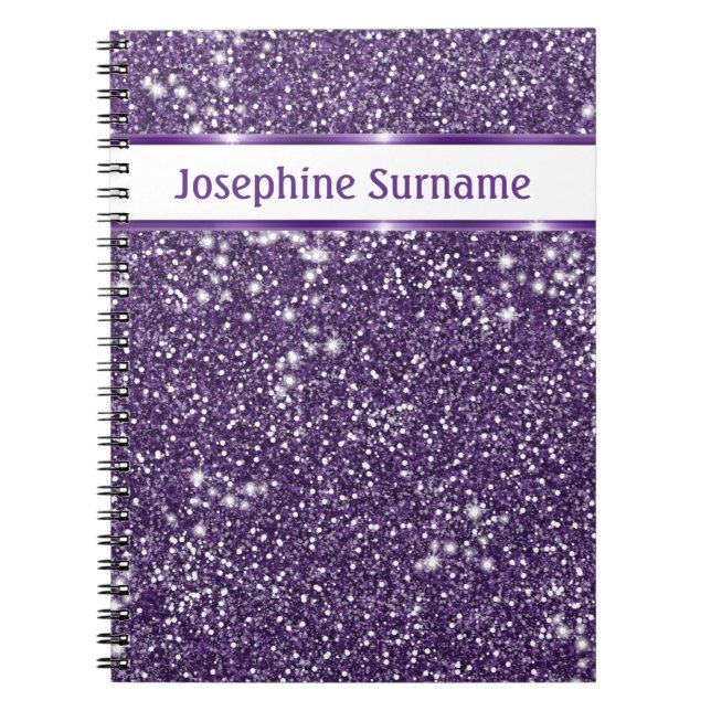 Cuaderno Faux Purple Purpurina Textura Aspecto Con Texto Pe (Frente)